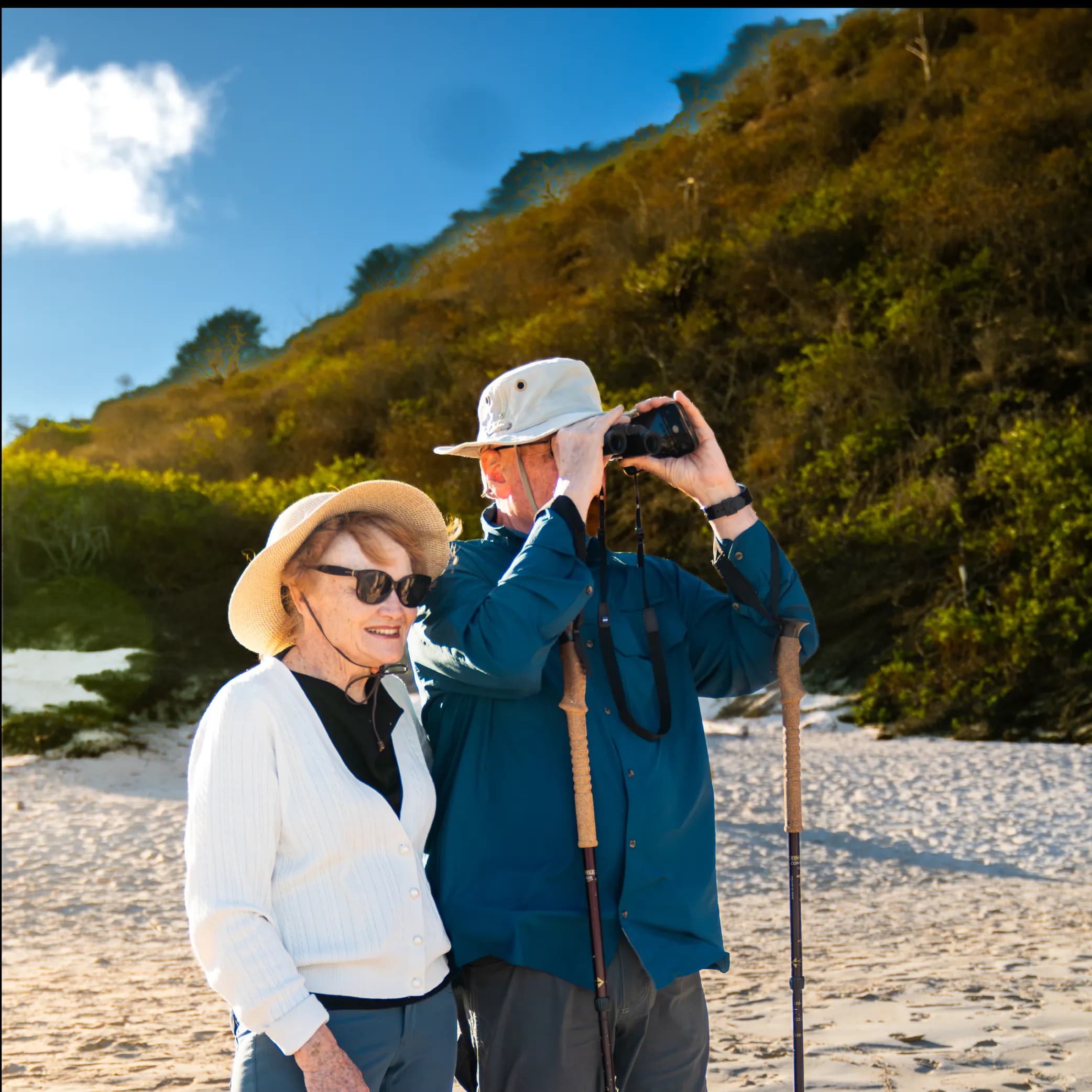 Tourist photographing Galapagos nature